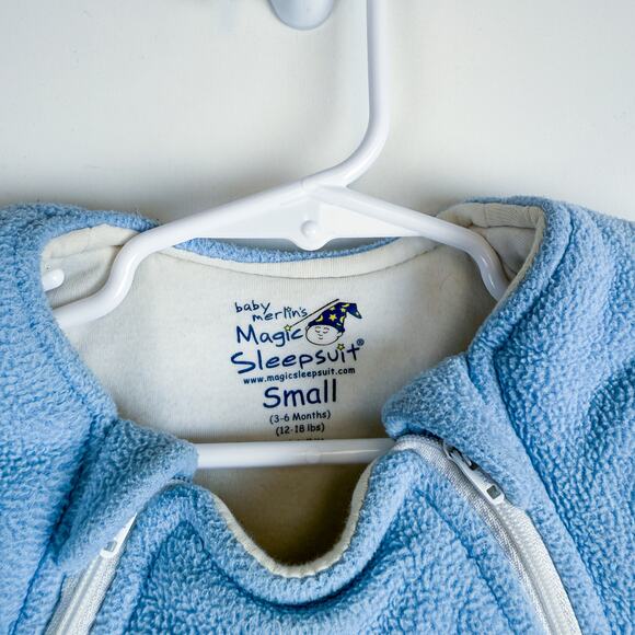 Baby Merlin’s Magic Sleepsuit Blue Fleece - Small 3-6 Months 12-18lbs - Picture 3 of 7